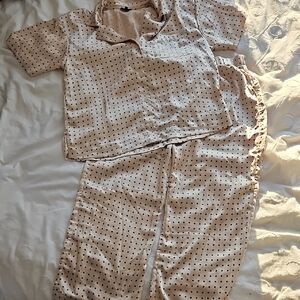Soma Beige Polka Dot Pajama Set